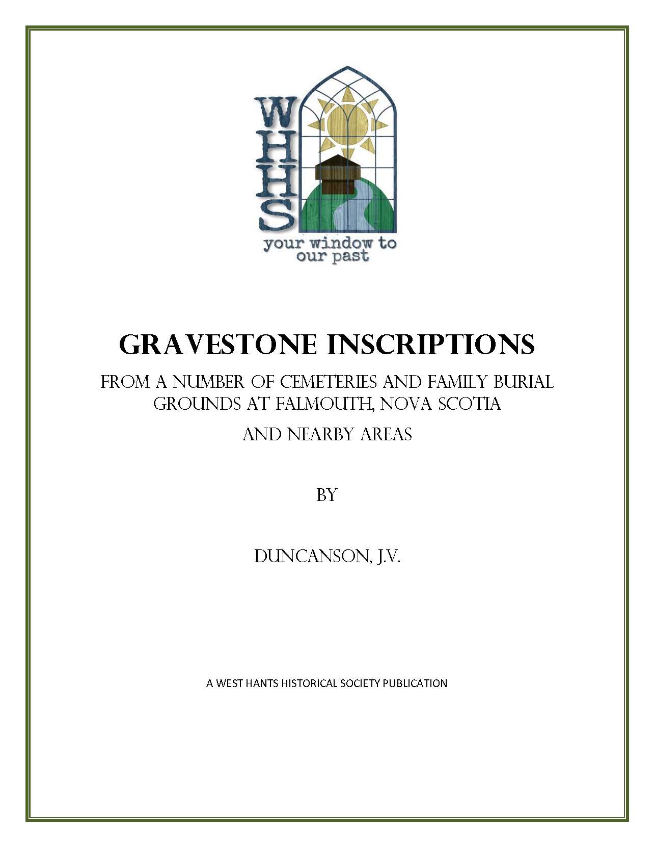 Cover - Gravestone Inscriptions by JVD