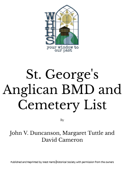 St. George's Anglican BMD and Cemetery List